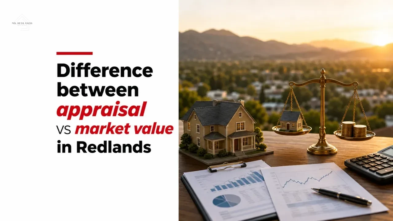 Difference between appraisal vs market value in Redlands