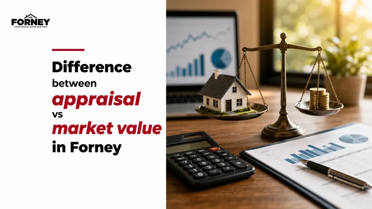 Difference between appraisal vs market value in Forney