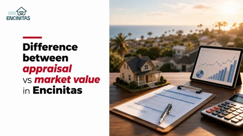 Difference between appraisal vs market value in Encinitas